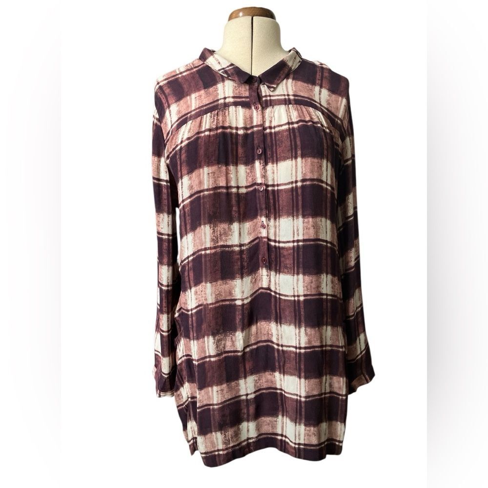 Garnet Hill Dress Size 16 Plaid Fall Flowy Pockets